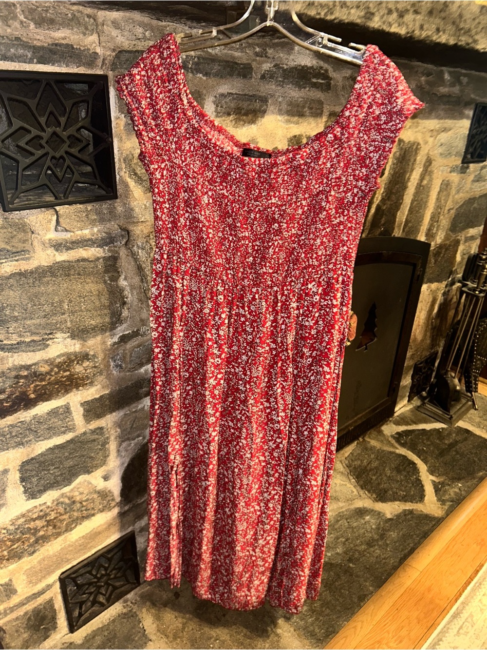 Red Floral Sleeveless Women’s Dress